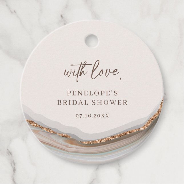 Étiquettes Cadeau Agate Merci en marbre pierre Favoriser les balises (Devant)