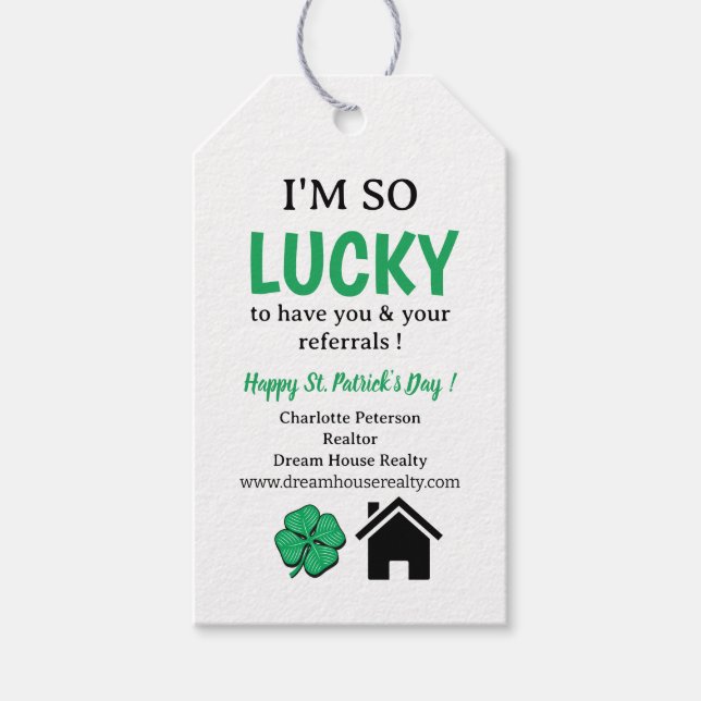 Étiquettes-cadeau Agent immobilier simple Realtor St.Patrick's Day (Devant)