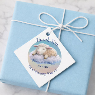 Étiquettes Cadeau Agneau Dans Le Baby shower Des Nuages