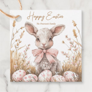 Étiquettes Cadeau Agneau de printemps et Pastel Chasse aux oeufs de