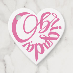 Étiquettes Cadeau Agradecimento em forma de coração (feminina)