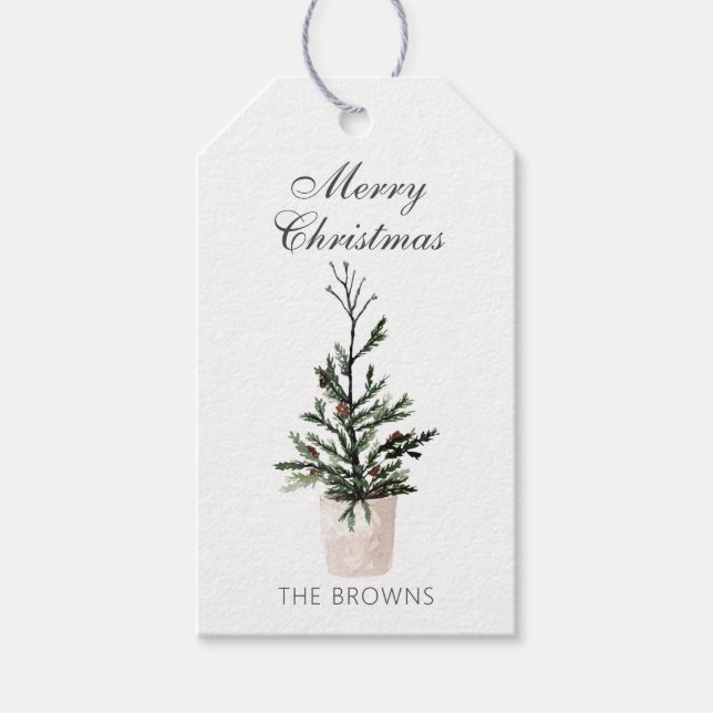 Étiquettes-cadeau Agritourisme rustique sapin pointillé de Noël (Devant)