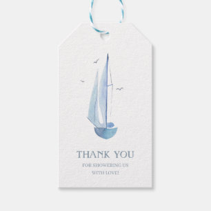 Étiquettes-cadeau Ahoy Boy's Aquarelle Sailboat Livres pour bébé Mer
