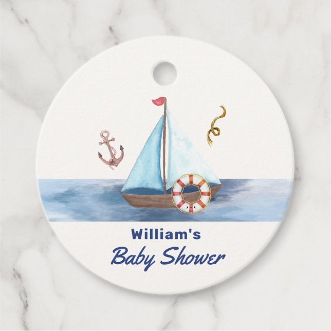 Étiquettes Cadeau Ahoy C'est un Baby shower de voilier nautique (Devant)