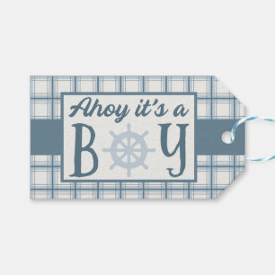 Étiquettes-cadeau Ahoy C'est un garçon Baby shower nautique