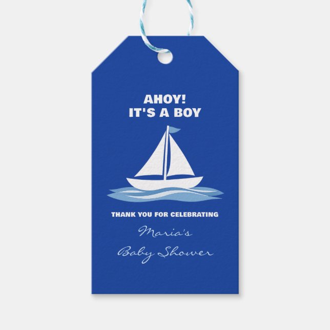 Étiquettes-cadeau Ahoy It's a Boy! Nautical Baby Shower Thank You (Devant)