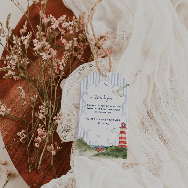 Étiquettes-cadeau Ahoy Little Sailor Baby shower Merci (Créateur téléchargé)