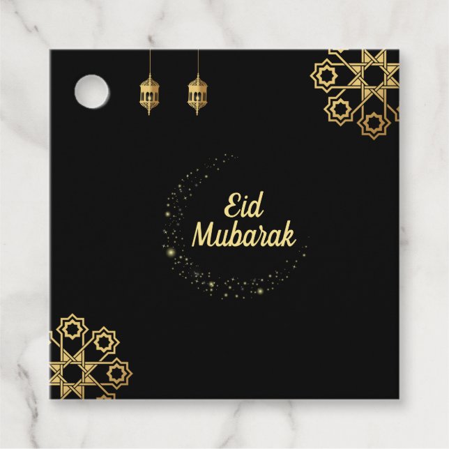 Étiquettes Cadeau Aïd Moubarak / Ramadan Kareem Personnaliser d'or (Devant)