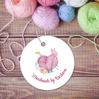 Étiquettes Cadeau Aiguilles de Tricot de coeur en fils mignons