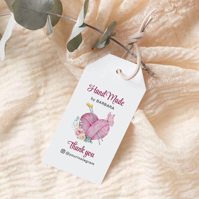 Étiquettes-cadeau Aiguilles de Tricot de coeur en fils mignons (Créateur téléchargé)