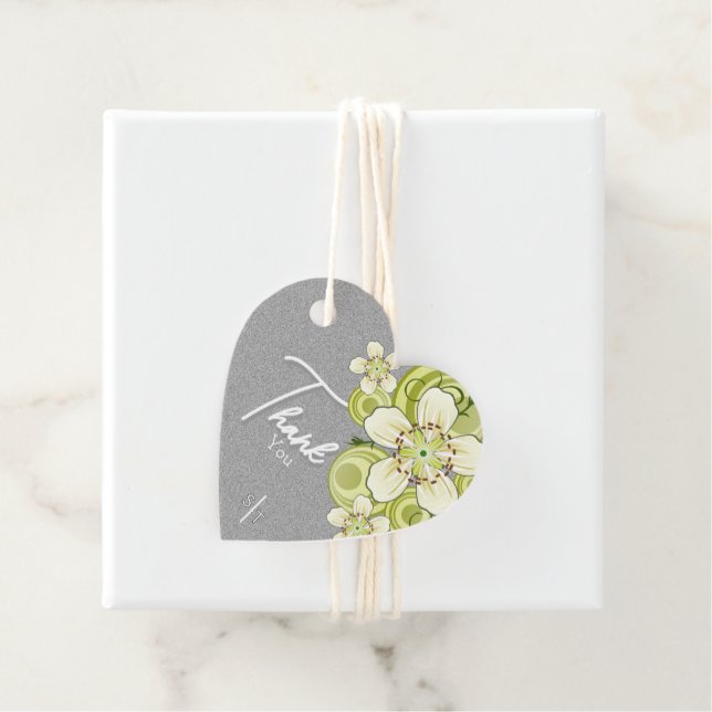 Étiquettes Cadeau Aimant floral vert élégant (En situation)