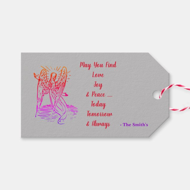 Étiquettes-cadeau Aimer Joie Paix (Devant (Horizontal))