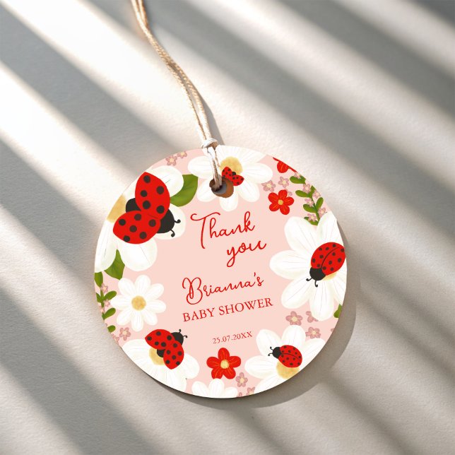 Étiquettes Cadeau Aimer les marguerites de coccinelle mignonne baby  (Love bug daisies cute ladybug baby shower favors personalized favor tags ladybug thank you tags)