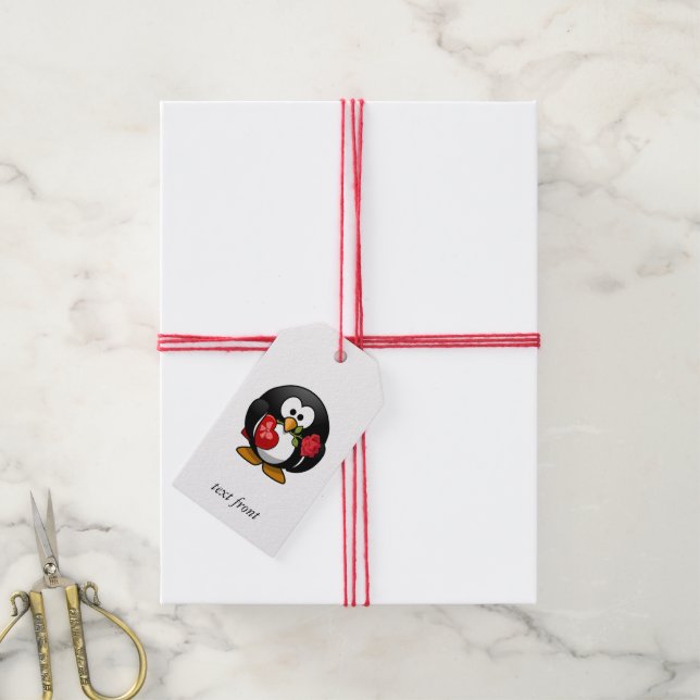 Étiquettes-cadeau Aimer Pingouin Frappé Avec Cadeaux Valentine (Avec de la ficelle)