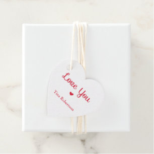 Étiquettes Cadeau Aimez-vous coeur rouge personnalisé blanc