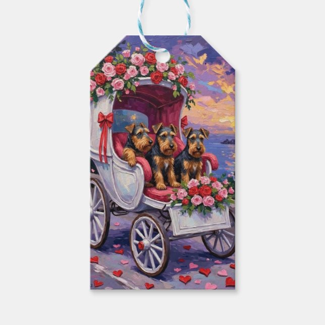 Étiquettes-cadeau Airedale Dog Valentine's Day  (Devant)
