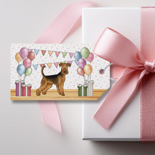 Étiquettes-cadeau Airedale Terrier Colorful Pastel Joyeux Anniversai