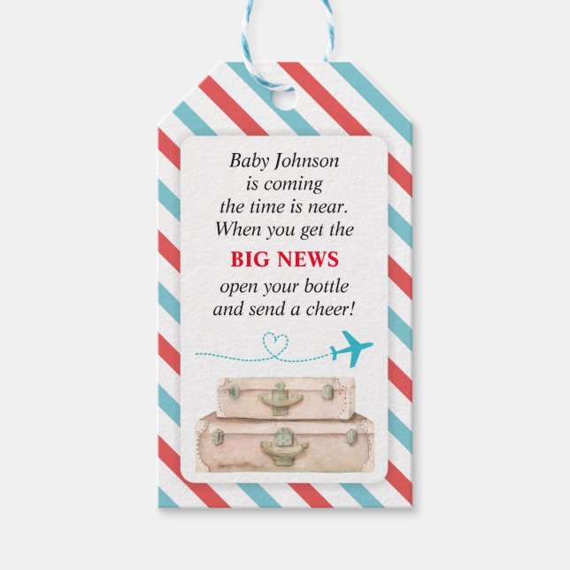 Étiquettes-cadeau Airline World Travel Baby shower Mini bouteille Fa (Devant)