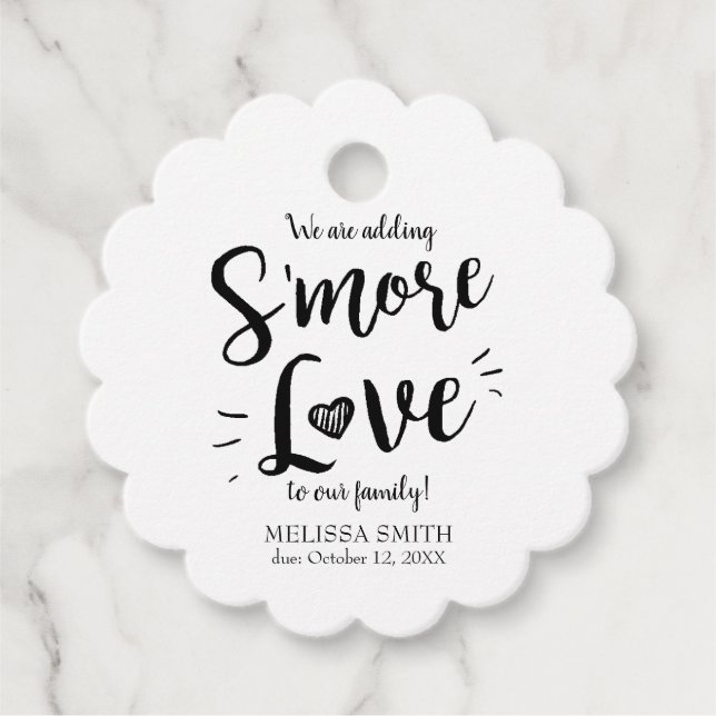 Étiquettes Cadeau Ajouter plus d'amour à notre Baby shower familial  (Devant)