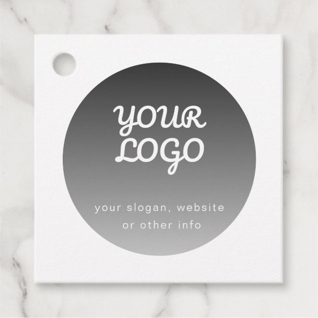 Étiquettes Cadeau Ajouter un logo | Bordure blanche dégradé gris fon (Devant)
