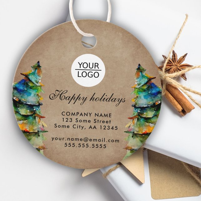 Étiquettes Cadeau Ajouter un logo Promotion d'arbre de Noël de texte (Créateur téléchargé)