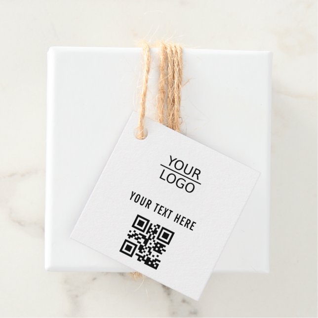 Étiquettes Cadeau Ajouter votre logo QR Code Promotion de texte pers (En situation)