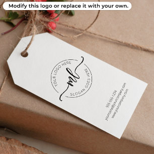 Étiquettes-cadeau Ajoutez Votre Logo Initiales Monogramme Moderne Bl