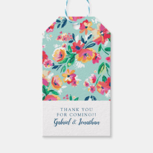 Étiquettes-cadeau Ajoutez votre motif de fleurs peint par   nommé