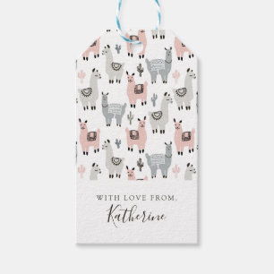 Étiquettes-cadeau Ajoutez votre motif de sourire nommé de lamas