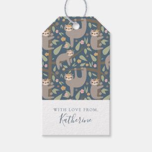 Étiquettes-cadeau Ajoutez votre motif floral mignon nommé de