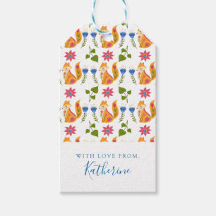 Étiquettes-cadeau Ajoutez votre motif floral rusé assez en pastel