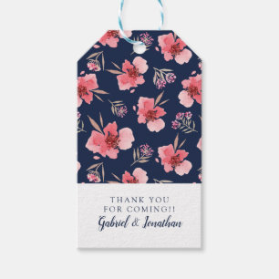 Étiquettes-cadeau Ajoutez votre motif rose foncé nommé d'aquarel