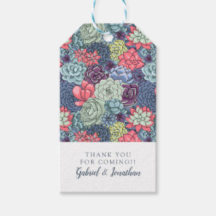 Étiquettes-cadeau Ajoutez votre motif succulent coloré nommé