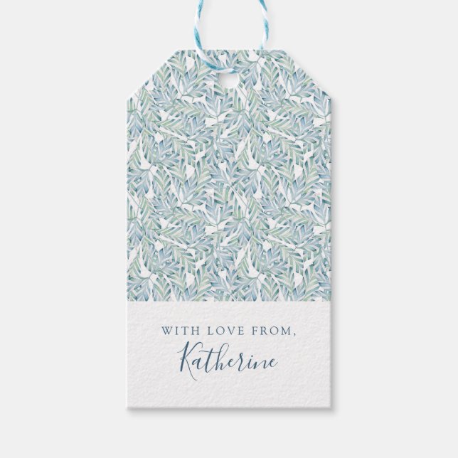 Étiquettes-cadeau Ajoutez votre nom | Motif à feuilles triées décora (Devant)