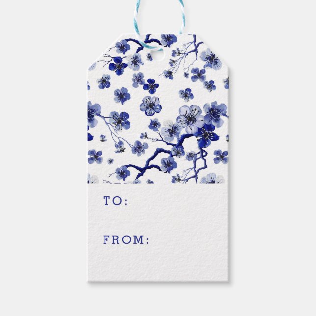 Étiquettes-cadeau Ajoutez votre nom | Oriental Motif de la branche S (Devant)