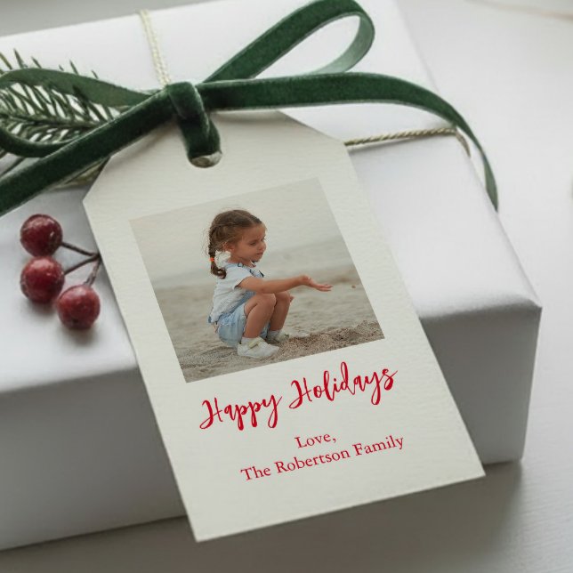 Étiquettes-cadeau Ajoutez votre photo Noël ou Jour férié Étiquette,  (Créateur téléchargé)