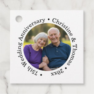 Étiquettes Cadeau Ajoutez votre propre photo de couple 75e anniversa