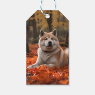 Étiquettes-cadeau Akita en automne Feuilles automne s'inspire
