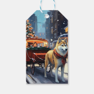 Étiquettes-cadeau Akita Saison des Fêtes de Noël