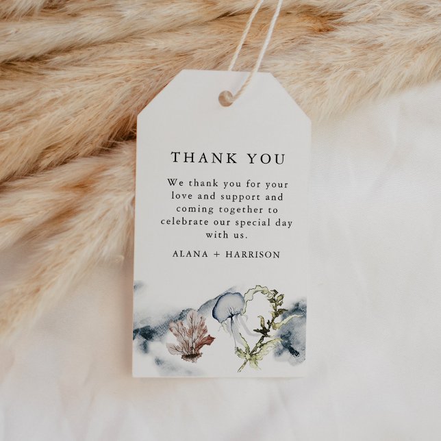 Étiquettes-cadeau ALANA Tropical Ocean Coral Jelly Fish Beach Favori (Créateur téléchargé)