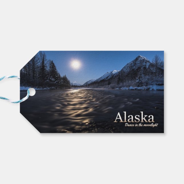 Étiquettes-cadeau Alaska Dance au clair de lune (Dos Horizontal)