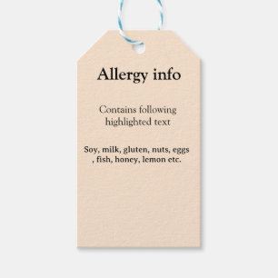 Étiquettes-cadeau Alerte d'allergie alimentaire ajouter le nom des a
