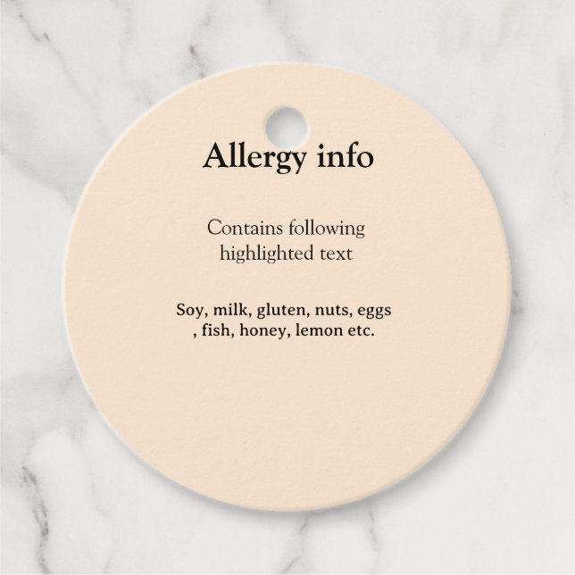 Étiquettes Cadeau Alerte d'allergie alimentaire ajouter le nom du te (Devant)
