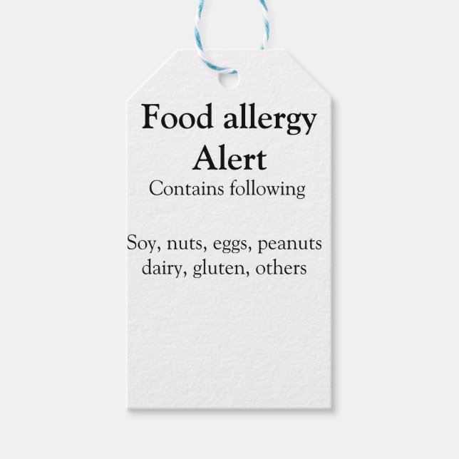 Étiquettes-cadeau Alerte d'allergie alimentaire ajouter le nom texte (Devant)