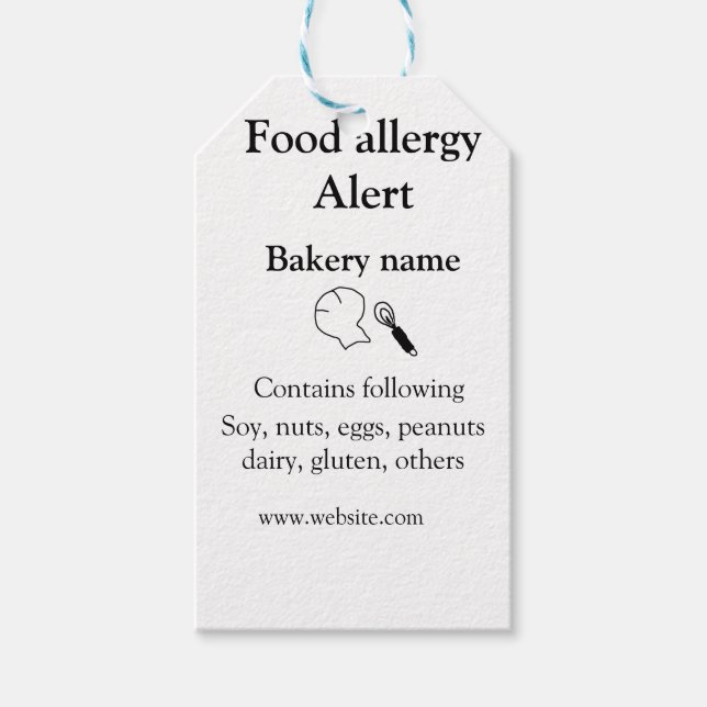 Étiquettes-cadeau Alerte d'allergie alimentaire ajouter le nom texte (Devant)