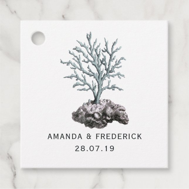 Étiquettes Cadeau Algues vintages Mariages nautiques (Devant)