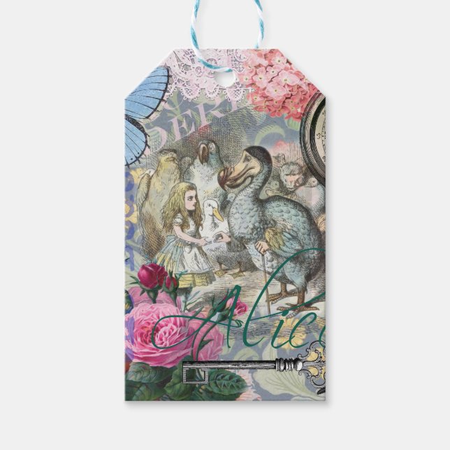 Étiquettes-cadeau Alice au pays des merveilles Dodo Classic (Devant)