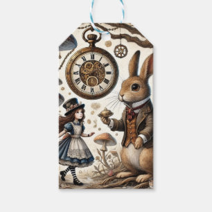 Étiquettes-cadeau Alice au pays des merveilles lapin blanc