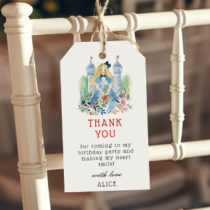 Étiquettes-cadeau Alice au pays des merveilles Merci de fête d'anniv