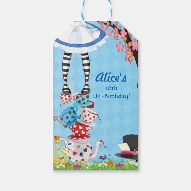 Étiquettes-cadeau Alice au pays des merveilles Mots clés Fête d'anni (Devant)